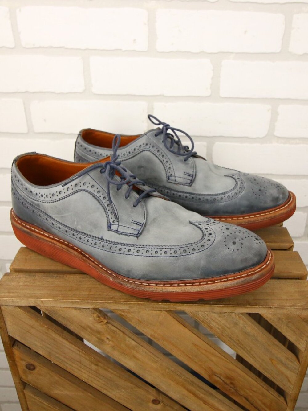 Allen Edmonds Shannon Drive Longline Wingtip Brogue Oxford Blue 10 D